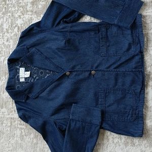 Norton Studio Two Button Cotton Blazer Jacket 8 Blue